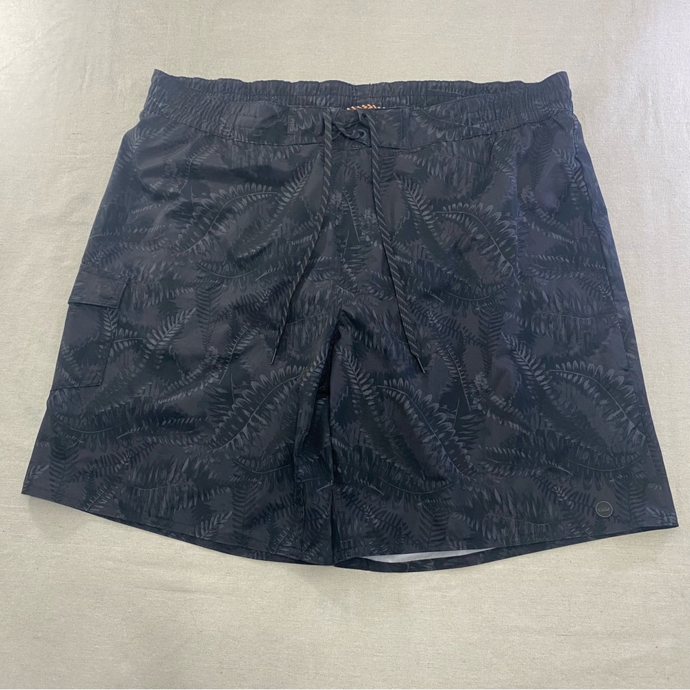 FarWest Men’s Board Shorts Swim Trunks Drawstring Lined Floral Print Black